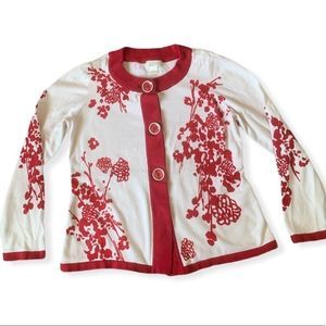 Christopher & Banks Small Buttoned Floral Cardigan